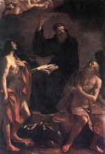 Репродукция картины "st augustine, st john the baptist and st paul the hermit" художника "гверчино"