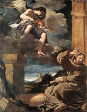 Картина "st francis with an angel playing violin" художника "гверчино"