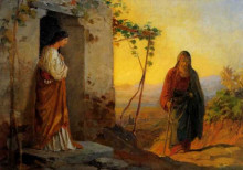 Репродукция картины "maria, sister of lazarus, meets jesus who is going to their house" художника "ге николай"