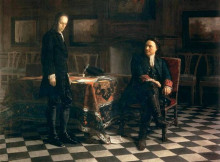 Картина "peter the great interrogating the tsarevich alexei petrovich at peterhof" художника "ге николай"