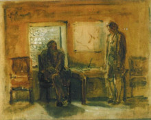 Копия картины "петр i допрашивает царевича алексея" художника "ге николай"