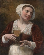 Копия картины "a young woman with a wineglass" художника "гебхардт эдуард фон"