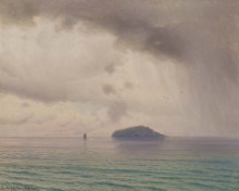 Репродукция картины "rainy day in sevan" художника "геворк захарович башинджагян"