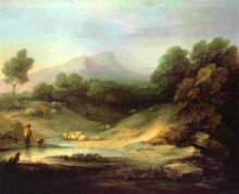 Репродукция картины "mountain landscape with shepherd" художника "гейнсборо томас"