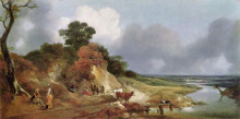 Репродукция картины "landscape with the village cornard" художника "гейнсборо томас"