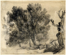Копия картины "study of willows" художника "гейнсборо томас"