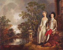 Репродукция картины "portrait of heneage lloyd and his sister, lucy" художника "гейнсборо томас"