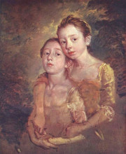 Картина "portrait of the artist&#39;s daughter with a cat" художника "гейнсборо томас"