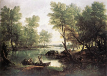 Репродукция картины "river landscape" художника "гейнсборо томас"