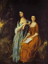 Репродукция картины "the linley sisters (mrs. sheridan and mrs. tickell)" художника "гейнсборо томас"