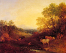 Репродукция картины "landscape with cattle" художника "гейнсборо томас"