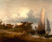 Картина "a coastal landscape" художника "гейнсборо томас"