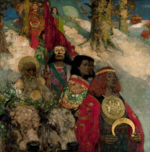 Репродукция картины "the druids: bringing in the mistletoe (collaboration with edward atkinson hornel)" художника "генри джордж"