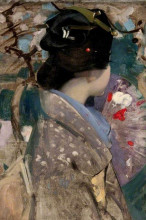 Картина "japanese lady with a fan" художника "генри джордж"