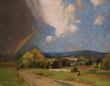 Картина "landscape with rainbow" художника "генри джордж"
