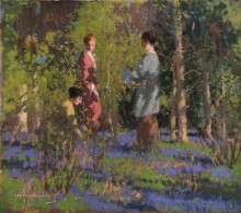 Репродукция картины "picking bluebells" художника "генри джордж"