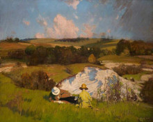 Репродукция картины "the chalk pit" художника "генри джордж"