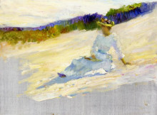 Репродукция картины "sunlight, girl on beach, avalon" художника "генри роберт"