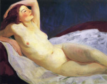 Репродукция картины "reclining nude (barbara brown)" художника "генри роберт"
