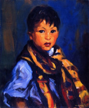 Копия картины "boy with plaid scarf" художника "генри роберт"