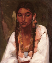 Репродукция картины "gypsy girl in white" художника "генри роберт"