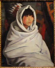 Репродукция картины "indian girl in white blanket" художника "генри роберт"