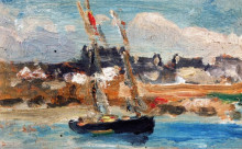Репродукция картины "two masted schooner, concarneau" художника "генри роберт"