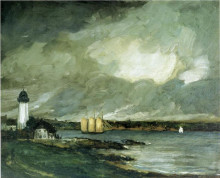 Репродукция картины "pequot light house, connecticut coast" художника "генри роберт"