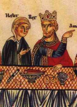 Репродукция картины "esther and ahashuerus at a banquet" художника "геррада ландсбергская"