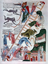 Репродукция картины "ladder of virtues (folio 216r)" художника "геррада ландсбергская"