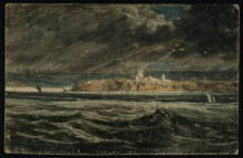 Репродукция картины "tynemouth priory from the sea" художника "гёртин томас"