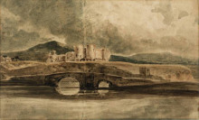 Копия картины "rhyddlan castle and bridge" художника "гёртин томас"