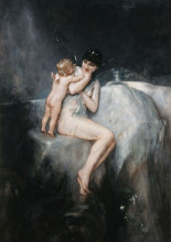 Репродукция картины "nymth and cupid" художника "гизис николаос"