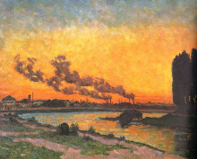 Картина "sunset at ivry (soleil couchant &#224; ivry)" художника "гийомен арман"