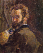 Репродукция картины "autoportrait au chevalet" художника "гийомен арман"