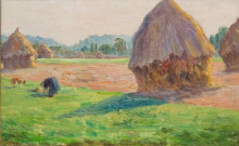 Репродукция картины "the haystacks" художника "гийомен арман"