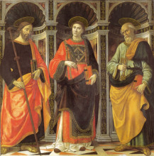 Репродукция картины "st. stephen, st. jacobo, st. peter" художника "гирландайо доменико"