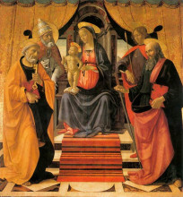 Копия картины "madonna and child enthroned with saints" художника "гирландайо доменико"