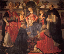 Копия картины "madonna and child enthroned with st. dionysius, aeropagita, domenic, clement and thomas aquinas" художника "гирландайо доменико"