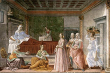 Картина "the birth of st. john the baptist" художника "гирландайо доменико"