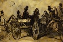 Картина "carriage and three gentlemen on horses" художника "гис константен"