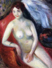 Копия картины "nude on a red sofa" художника "глакенс уильям джеймс"
