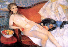 Репродукция картины "nude with apple" художника "глакенс уильям джеймс"