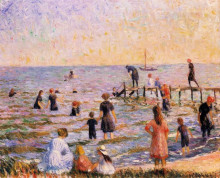 Репродукция картины "bathing at bellport, long island" художника "глакенс уильям джеймс"
