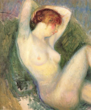 Картина "nude in green chair" художника "глакенс уильям джеймс"