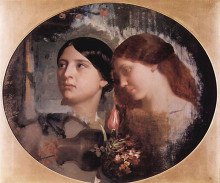 Репродукция картины "two women with a bouquet of flowers" художника "глейр марк габриэль шарль"