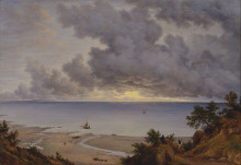 Репродукция картины "sandown bay, from near shanklin chine, isle of wight" художника "гловер джон"
