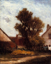 Картина "дерево во дворе фермы" художника "гоген поль"