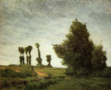Копия картины "пейзаж с тополями" художника "гоген поль"