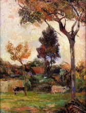 Копия картины "две коровы на лугу" художника "гоген поль"